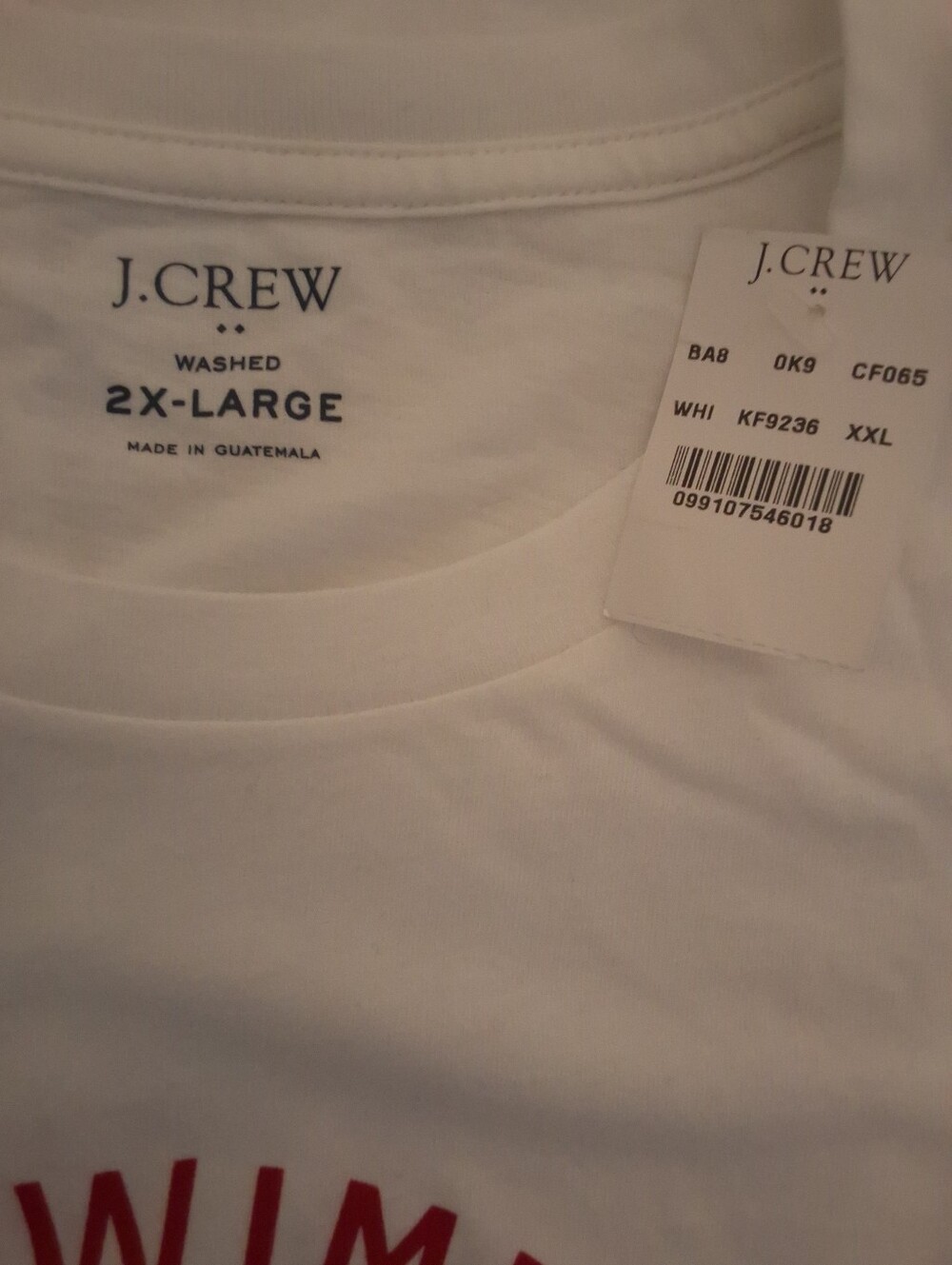 NWT J. Crew White Short Sleeve Tee with USA Swimming Graphic Preppy Size XXL 2XL - Picture 6 of 6